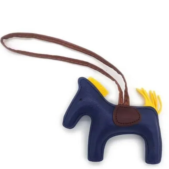 🆕 Equestrian Lucky Horse-Pony Purse Tag or Keychain - Navy Blue & Yellow 🐴 - Picture 3 of 10